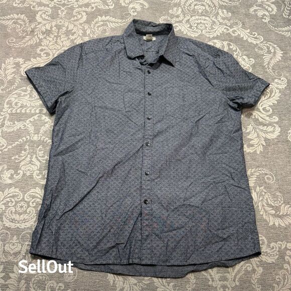 Kenneth Cole Reaction Men's L Blue Graphic Print Short Sleeve Shirt - Picture 1 of 8